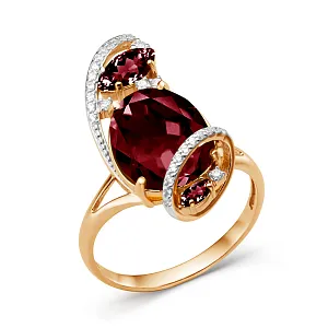 Кольцо из красного золота с гранатами