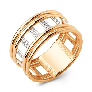 Кольцо из красного золота с фианитами