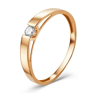 Кольцо из красного золота с фианитом