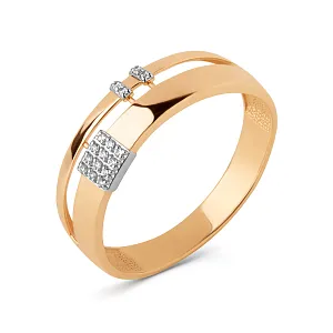 Кольцо из красного золота с фианитами