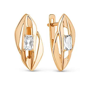 Серьги из красного золота с фианитами