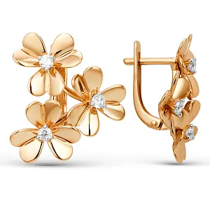 Серьги из красного золота с фианитами