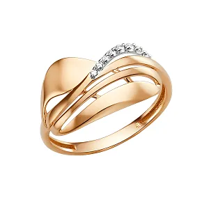 Кольцо из красного золота с фианитами