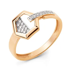 Кольцо из красного золота с фианитами