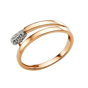 Кольцо из красного золота с фианитами