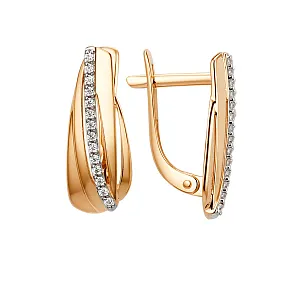 Серьги из красного золота с фианитами