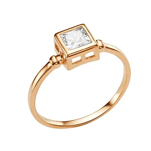 Кольцо из красного золота с фианитом