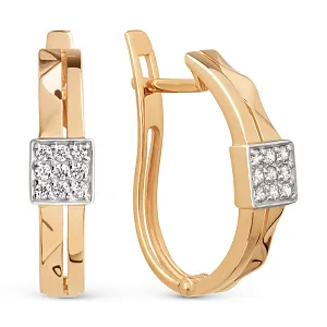 Серьги из красного золота с фианитами