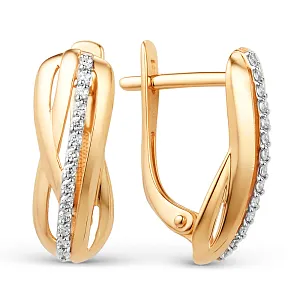 Серьги из красного золота с фианитами