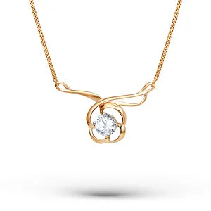 Колье из красного золота с фианитом