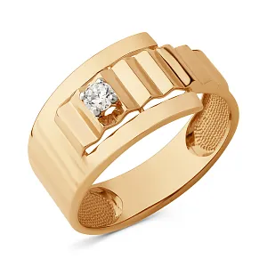 Кольцо из красного золота с фианитом