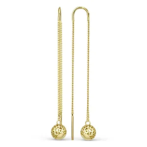 Серьги продевки из желтого золота