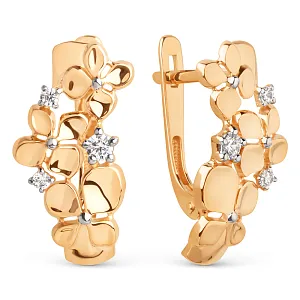 Серьги из красного золота с фианитами