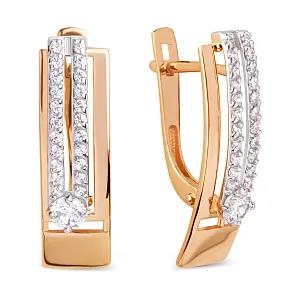 Серьги из красного золота с фианитами