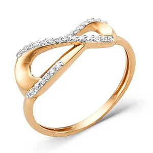 Кольцо из красного золота с фианитами