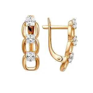 Серьги из красного золота с фианитами