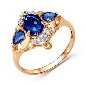 Кольцо из красного золота с корундами