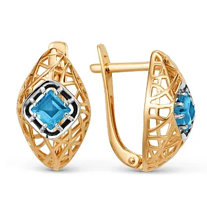 Серьги из красного золота с лондон топазами