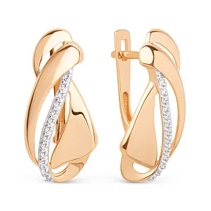 Серьги из красного золота с фианитами