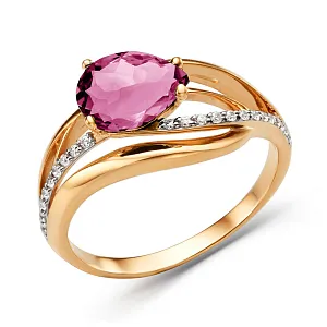 Кольцо из красного золота с корундом