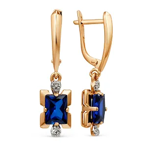 Серьги из красного золота с корундами