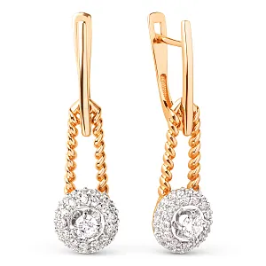 Серьги из красного золота с фианитами