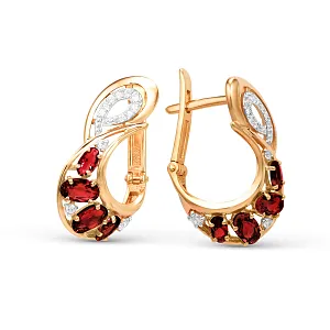 Серьги из красного золота с гранатами