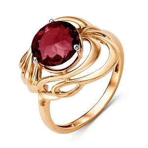 Кольцо из красного золота с гранатом