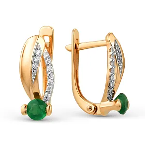 Серьги из красного золота с ониксом зеленым