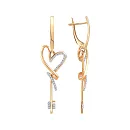 Серьги из красного золота с фианитами