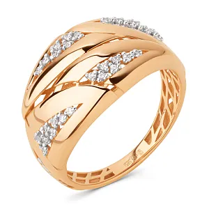 Кольцо из красного золота с фианитами