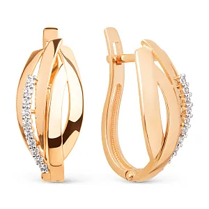 Серьги из красного золота с фианитами