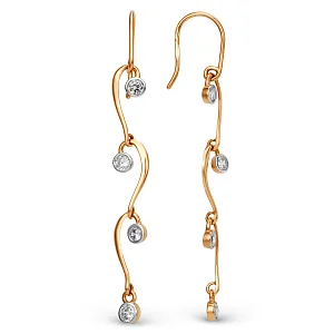 Серьги из красного золота с фианитами