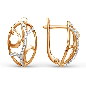 Серьги из красного золота с фианитами