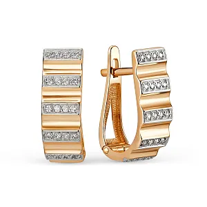 Серьги из красного золота с фианитами