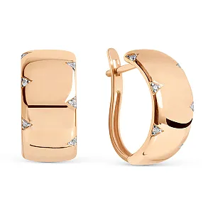 Серьги из красного золота с фианитами