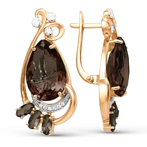 Серьги из красного золота с раухтопазами