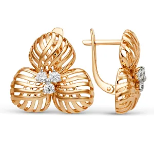 Серьги из красного золота с фианитами