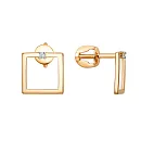 Серьги пусеты из красного золота с фианитами