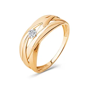 Кольцо из красного золота с фианитом