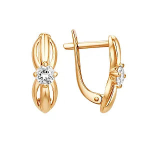 Серьги из красного золота с фианитами