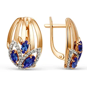 Серьги из красного золота с корундами