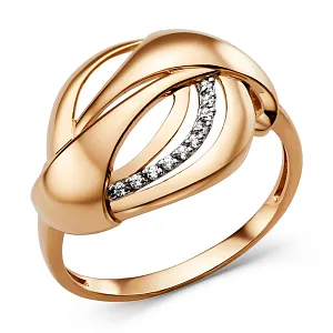 Кольцо из красного золота с фианитами