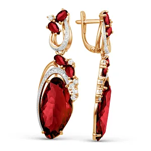 Серьги из красного золота с гранатами