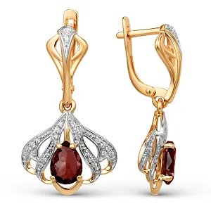 Серьги из красного золота с гранатами