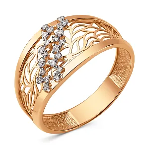 Кольцо из красного золота с фианитами