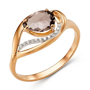 Кольцо из красного золота с раухтопазом