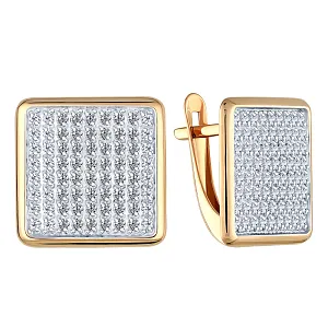 Серьги из красного золота с фианитами