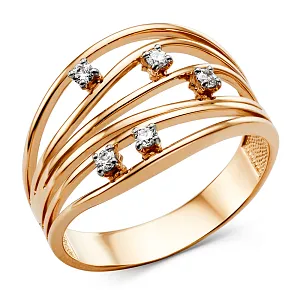 Кольцо из красного золота с фианитами