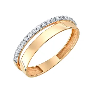 Кольцо из красного золота с фианитами